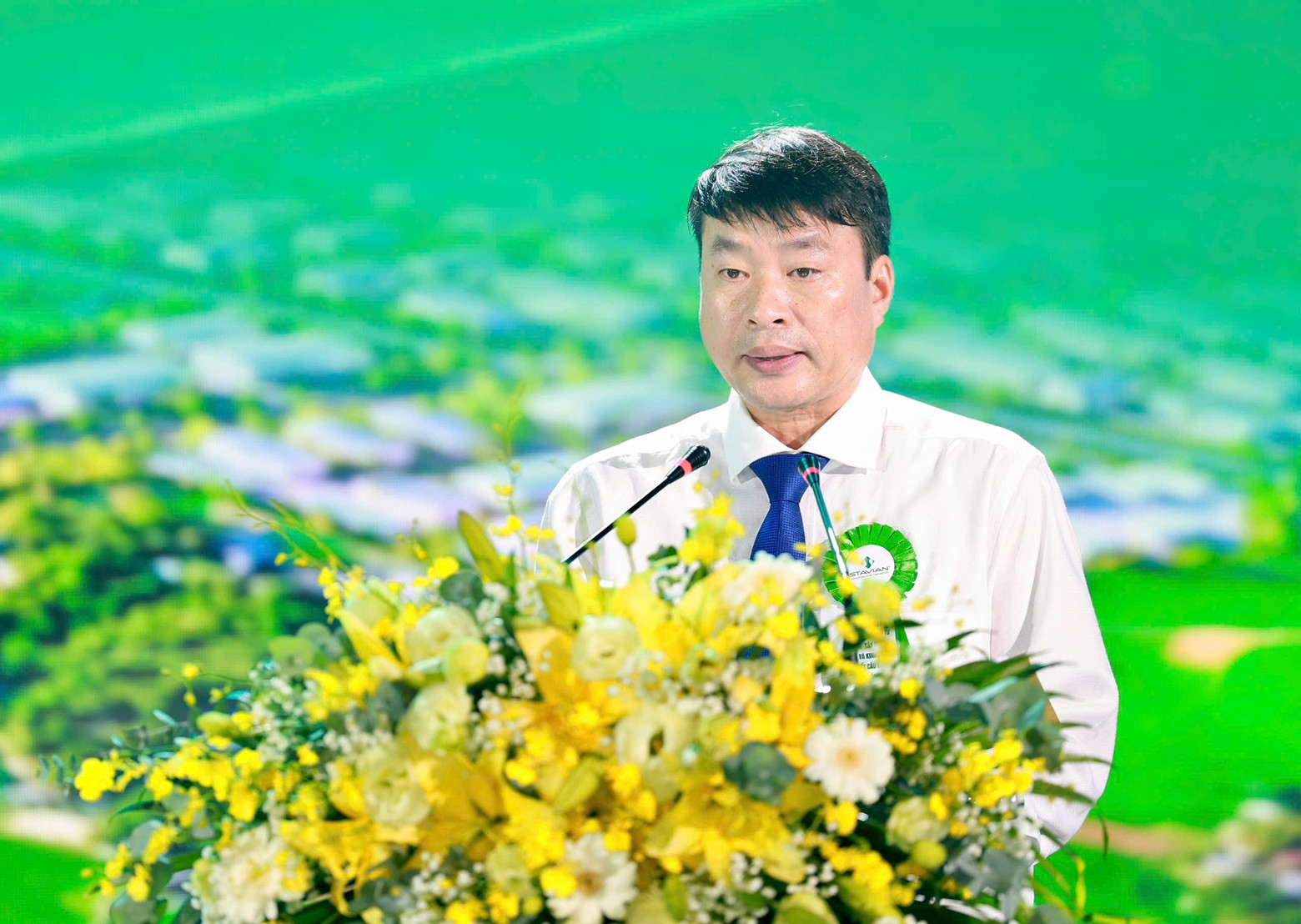 Phó Chủ tịch UBND tỉnh Thái Nguyên Trần Văn Hậu phát biểu tại buổi lễ.