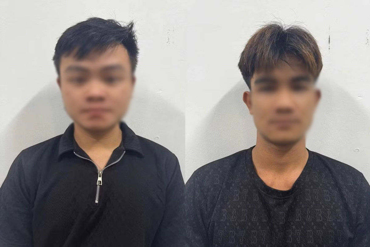 Hai đối tượng Lô Vũ Anh và Bùi Ngọc Thanh An tại cơ quan Công an.