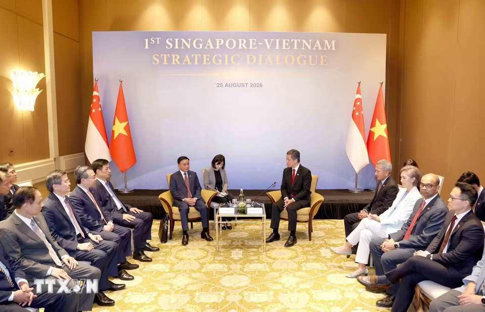 Lễ đón Ủy viên Bộ Chính trị, Thường trực Ban Bí thư Trần Cẩm Tú thăm chính thức Singapore- Ảnh 4.