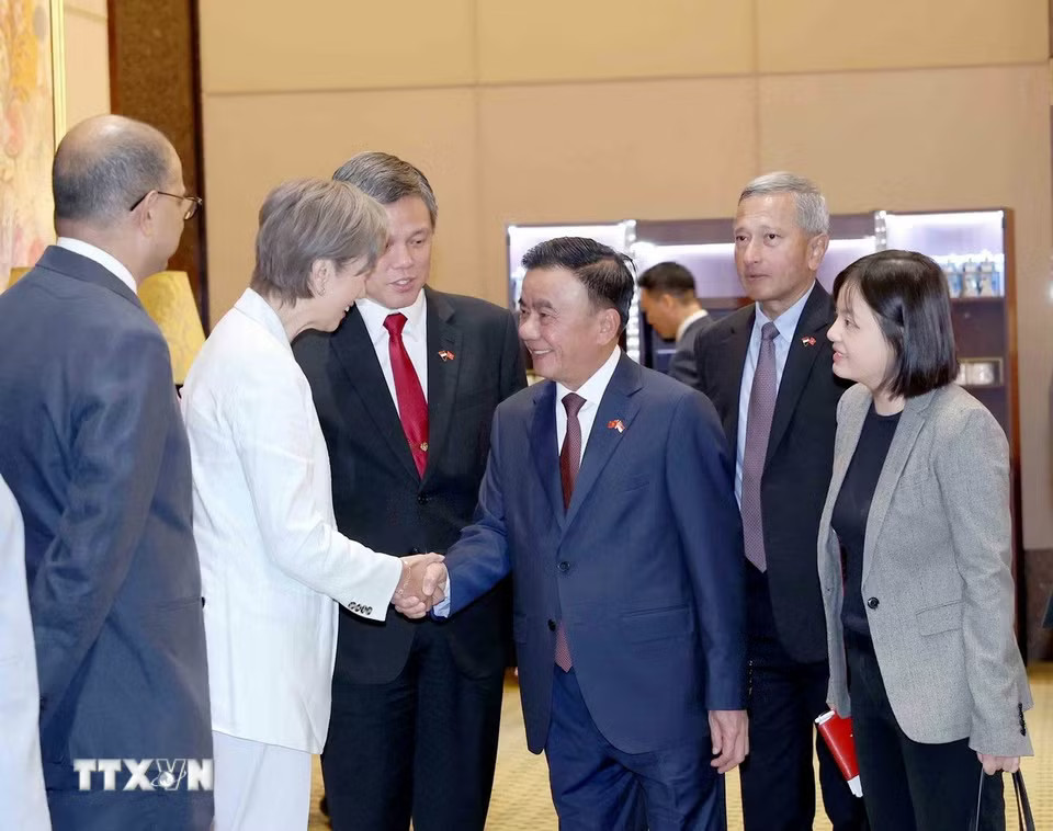 Lễ đón Ủy viên Bộ Chính trị, Thường trực Ban Bí thư Trần Cẩm Tú thăm chính thức Singapore- Ảnh 3.