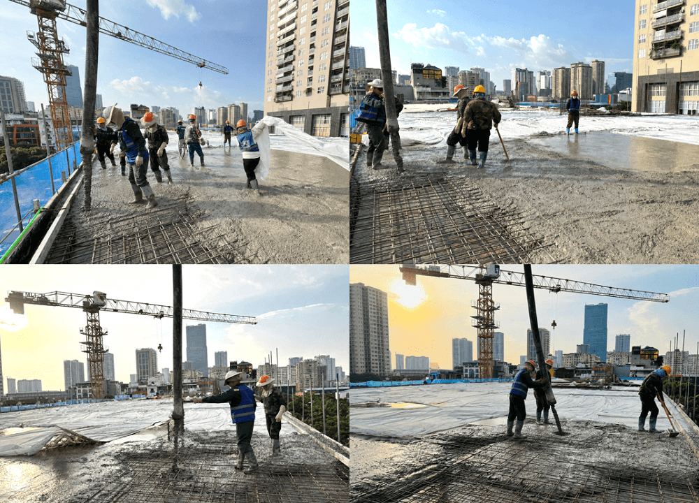 02. Công tác đổ bê tông mái tại công trình trường học Times Square Hà Nội