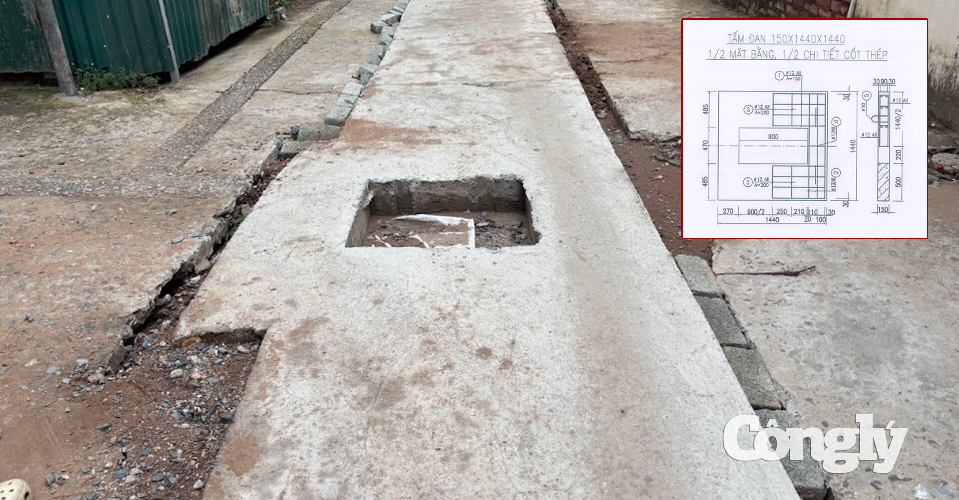 Tấm đan mặt hố ga thu nước thiết kế tách rời nhưng nahf thầu thi công liền khối với tấm đan rãnh xây B800