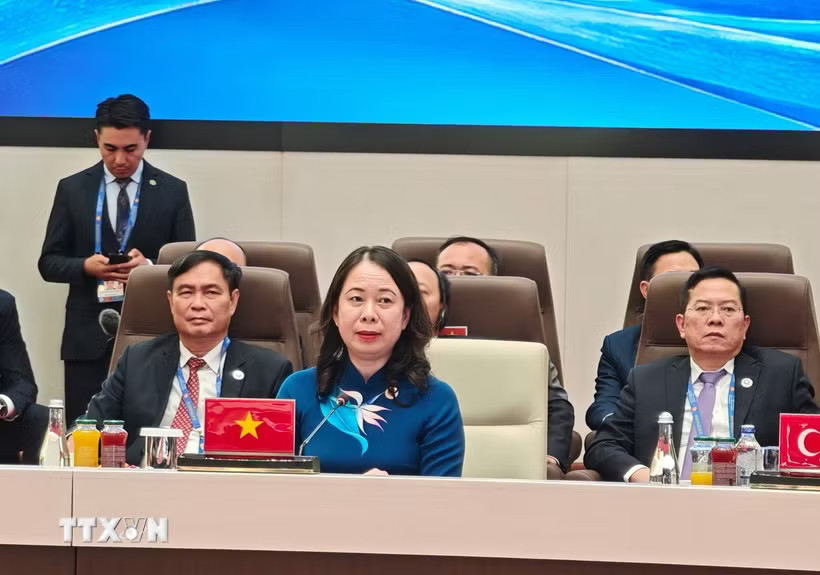 Phó Chủ tịch nước Võ Thị Ánh Xuân dự và phát biểu tại Hội nghị Thượng đỉnh Tổ chức Hợp tác Thượng Hải mở rộng (SCO Plus). (Ảnh: Tâm Hằng/TTXVN)