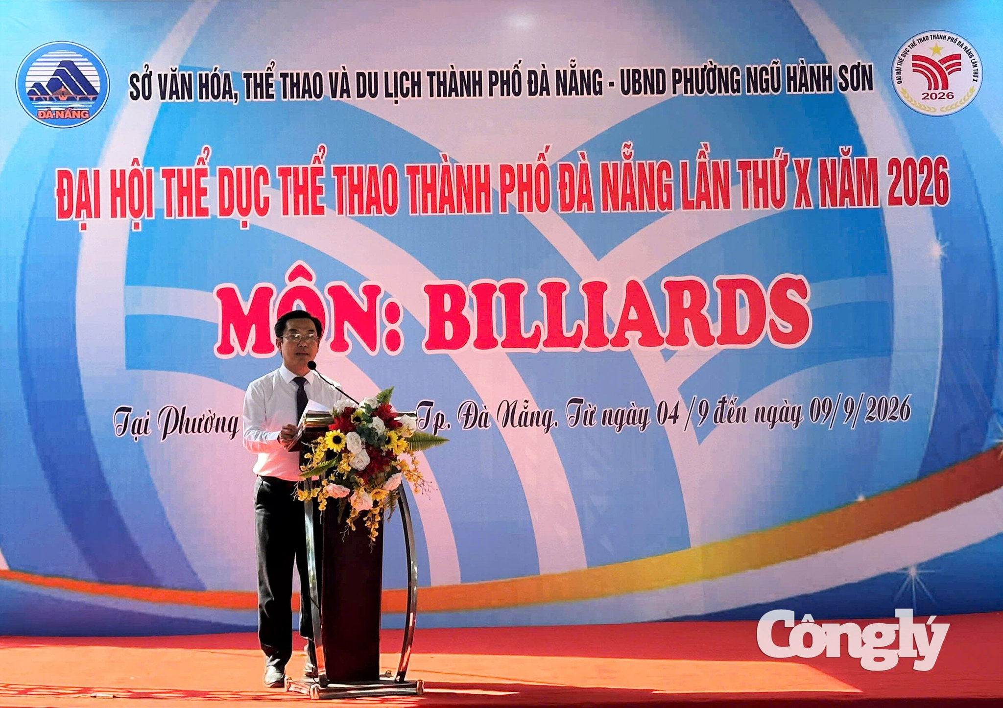 Ông Tạ Tự Bình, Phó Chủ tịch UBND phường Ngũ Hành Sơn phát biểu khai mạc giải.