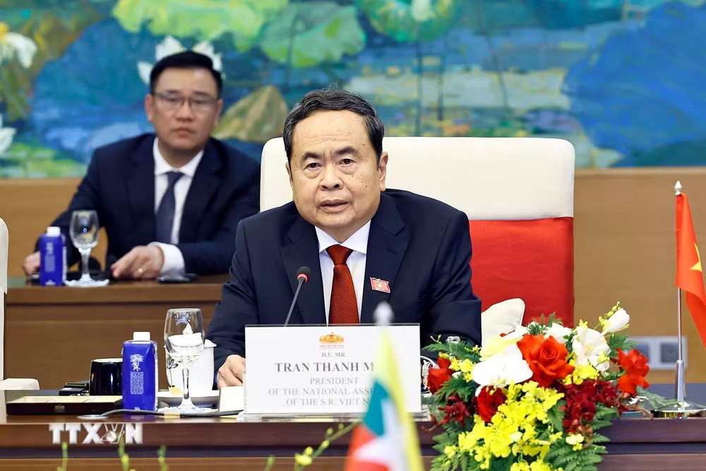 Chủ tịch Quốc hội Trần Thanh Mẫn phát biểu. (Ảnh: Doãn Tấn/TTXVN) ttxvn-chu-tich-quoc-hoi-tran-thanh-man-hoi-kien-tong-thong-myanmar-9004676-9.jpg