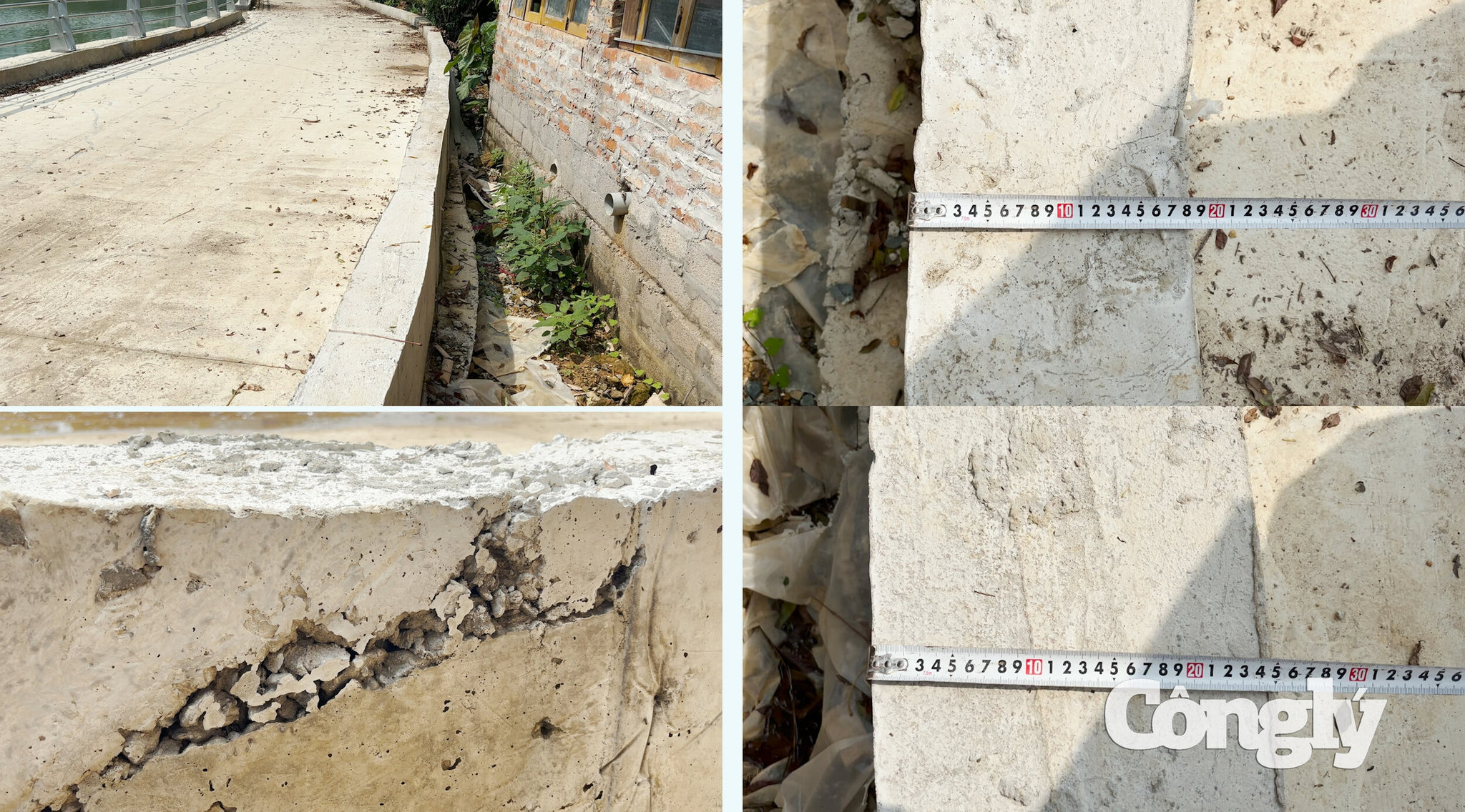 Bó vỉa hè tại ao Đầm Bối bê tông rỗ tổ ong nhiều đoạn kích thước không đồng đều