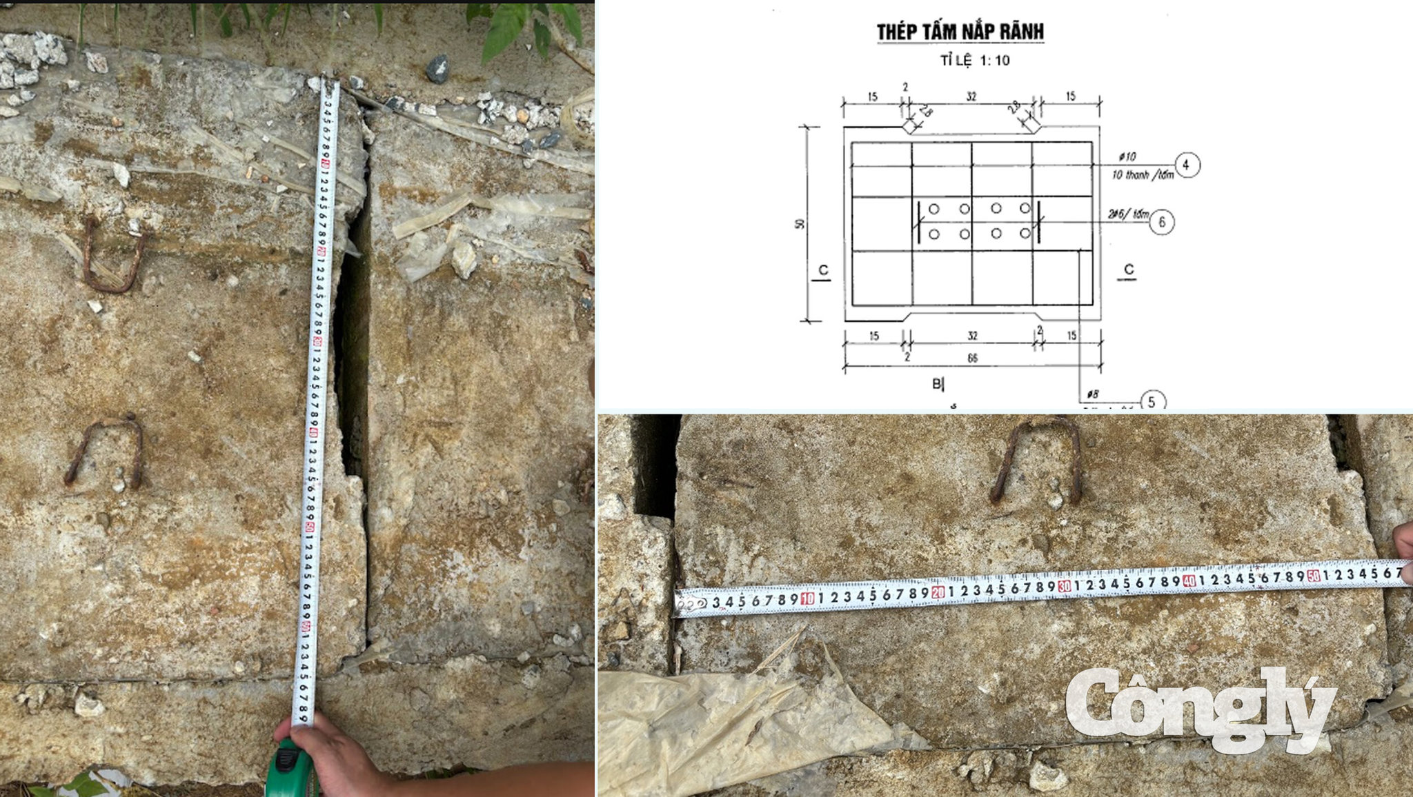 Tấm đan ở hồ Thuống có kích thước chưa giống với bản vẽ yêu cầu kỹ thuật