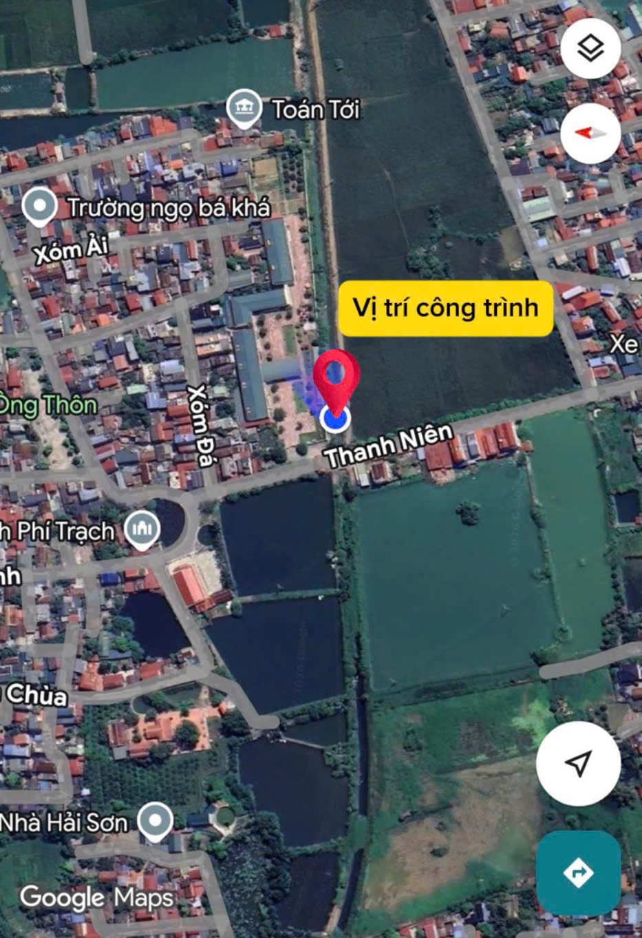 Vị trí công trường trên bản đồ vệ tinh Google Maps.
