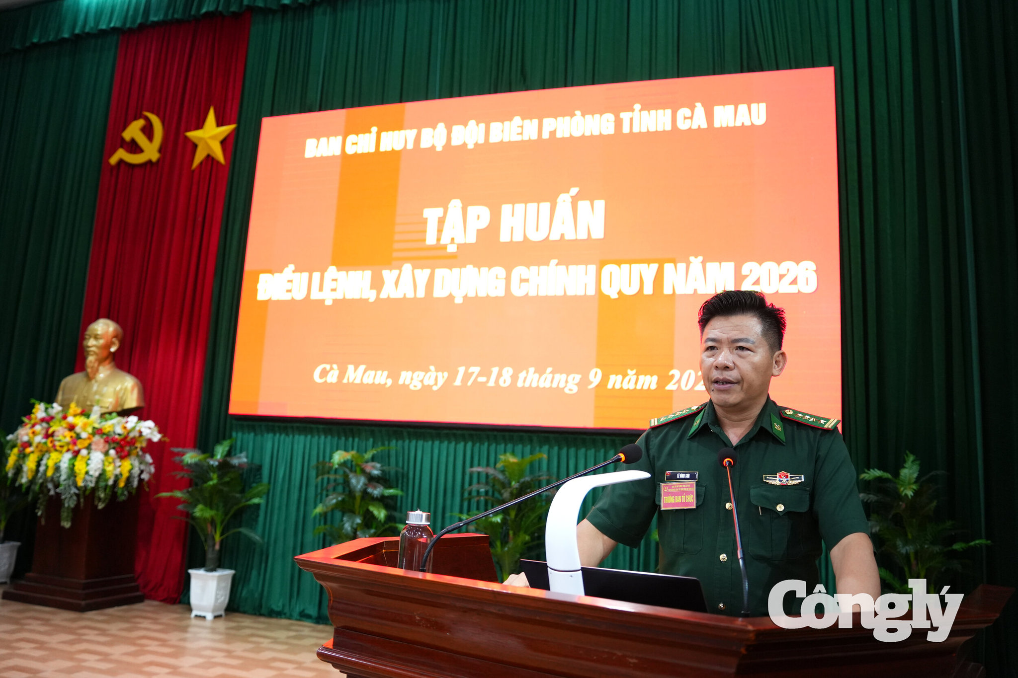 Đại tá Lê Đình Sơn, Phó Chỉ huy trưởng, Tham mưu trưởng BĐBP tỉnh phát biểu khai mạc lớp tập huấn