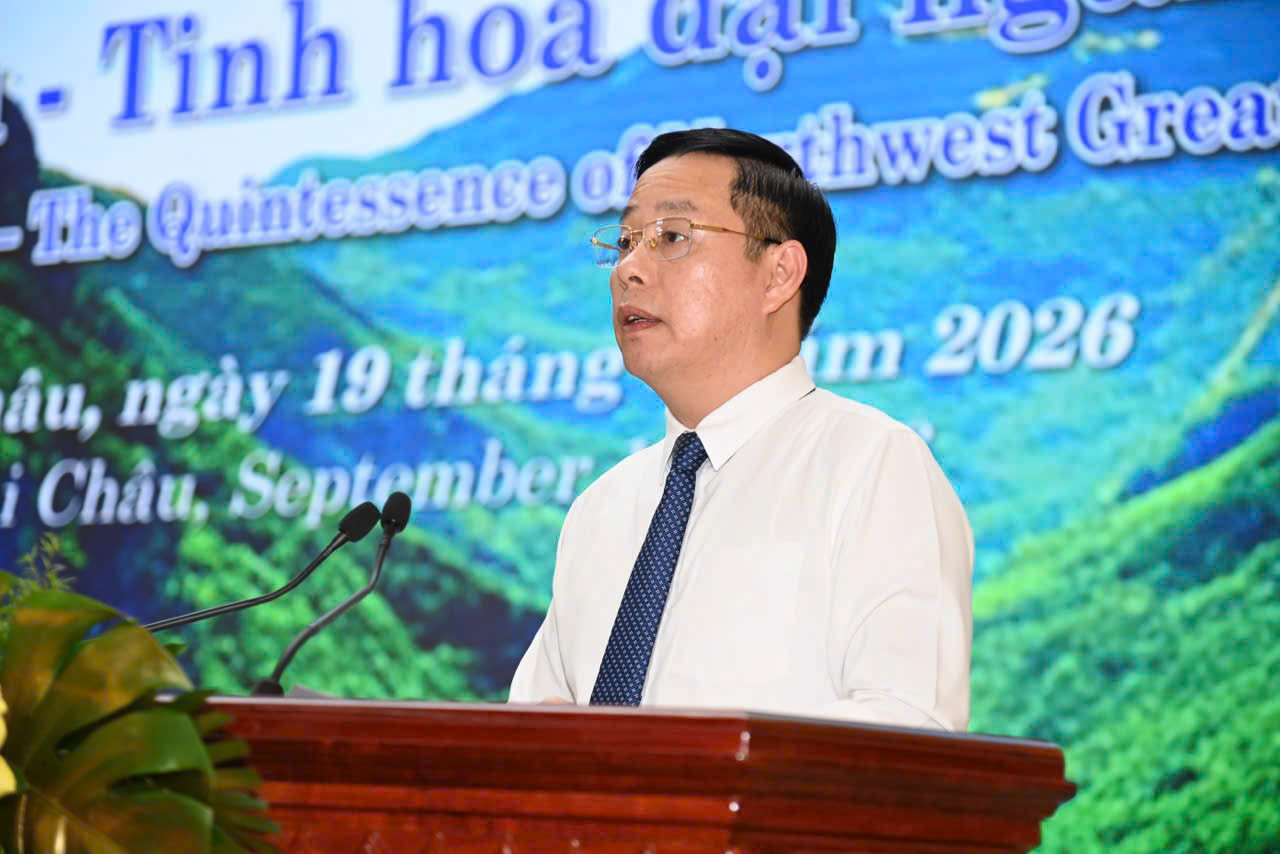 Ông Hà Quang Trung - Chủ tịch UBND tỉnh Lai Châu khai mạc Hội thảo khoa học Sâm Lai Châu - Tinh hoa đại ngàn Tây Bắc.