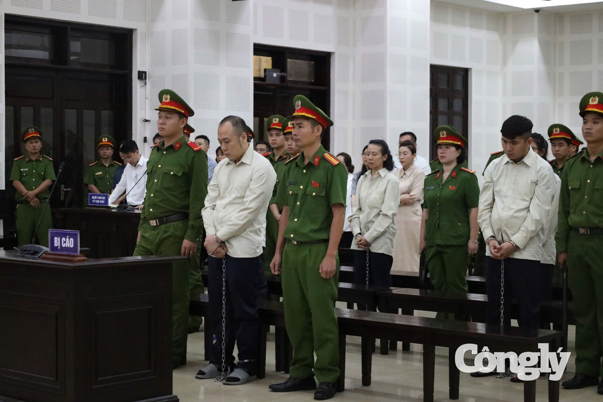 Các bị cáo tại phiên tòa xét xử v.