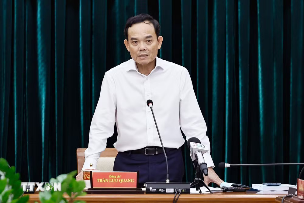 Ủy viên Bộ Chính trị, Bí thư Thành ủy Thành phố Hồ Chí Minh Trần Lưu Quang phát biểu. (Ảnh: Doãn Tấn/TTXVN) ttxvn-ctqh-4.jpg