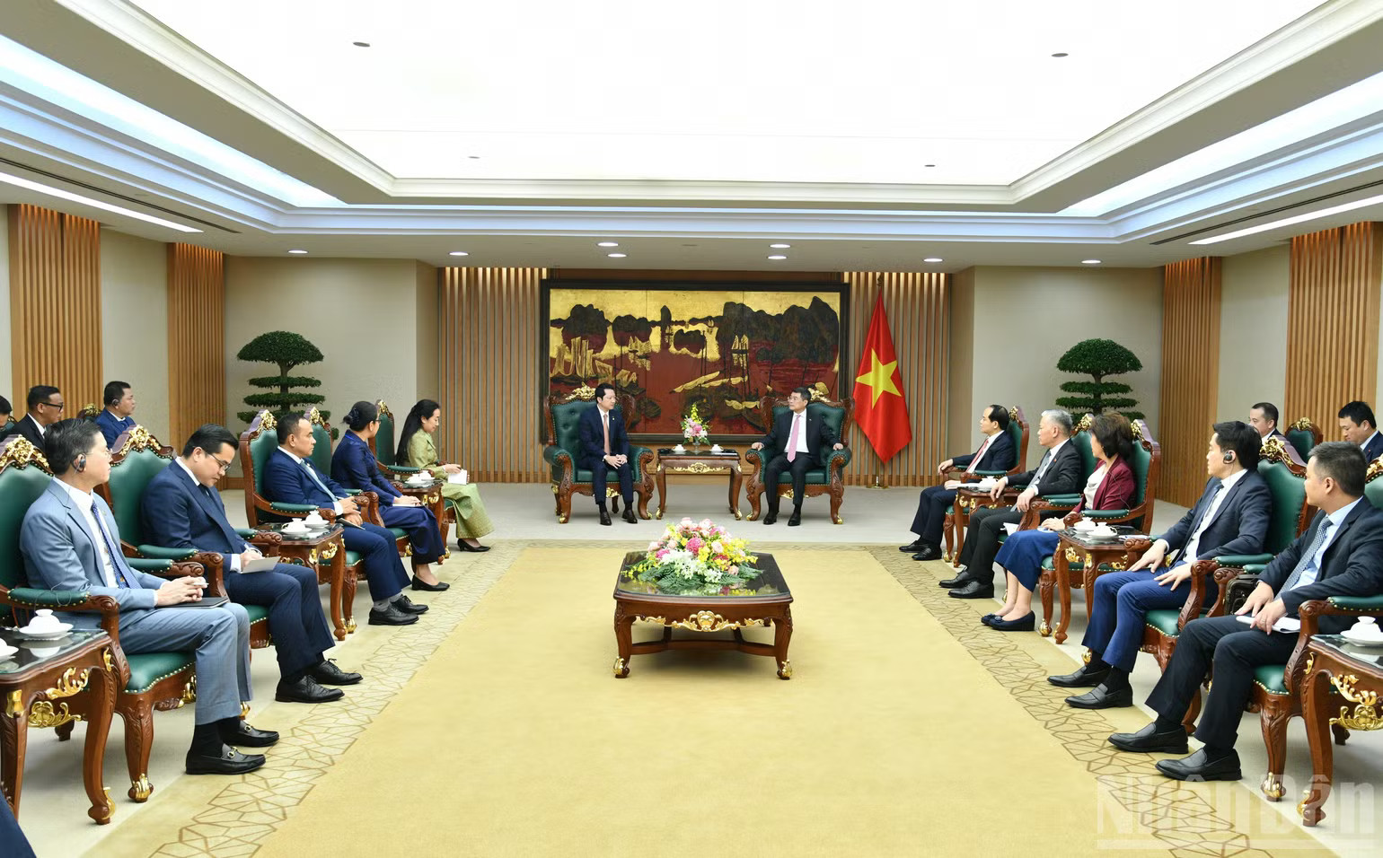 Quang cảnh buổi tiếp. (Ảnh: THANH GIANG)