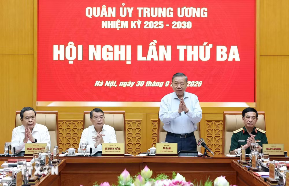 Tổng Bí thư, Chủ tịch nước Tô Lâm, Bí thư Quân ủy Trung ương chủ trì Hội nghị lần thứ ba Quân ủy Trung ương nhiệm kỳ 2025-2030. (Ảnh: Thống Nhất/TTXVN) ttxvn_tong-bi-thu-chu-tich-nuoc-to-lam-chu-tri-hoi-nghi-lan-thu-ba-quan-uy-trung-uong-9057397-4.jpg
