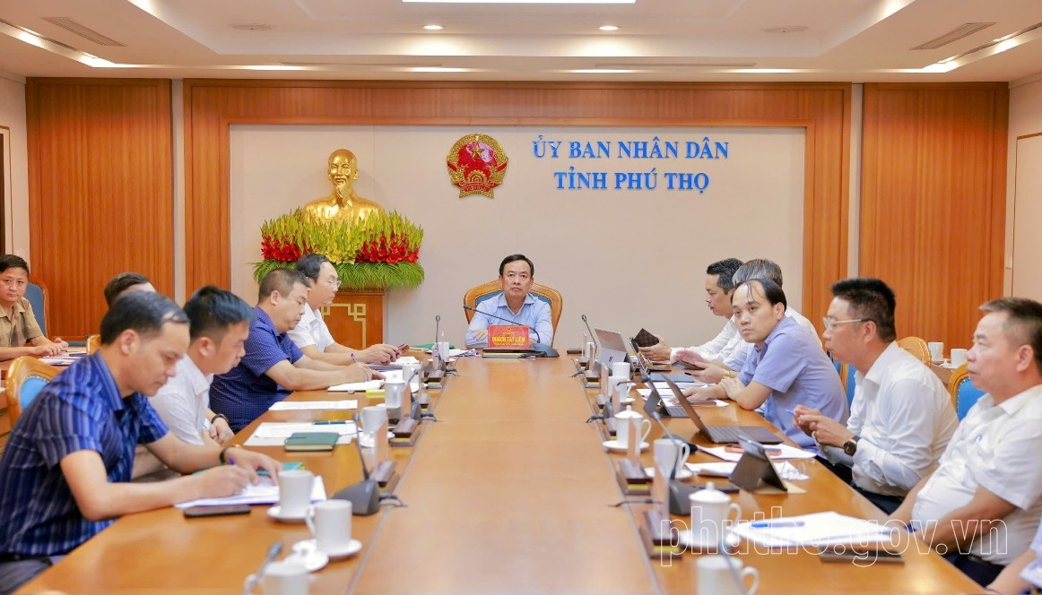 Quang cảnh hội nghị tại điểm cầu tỉnh Phú Thọ