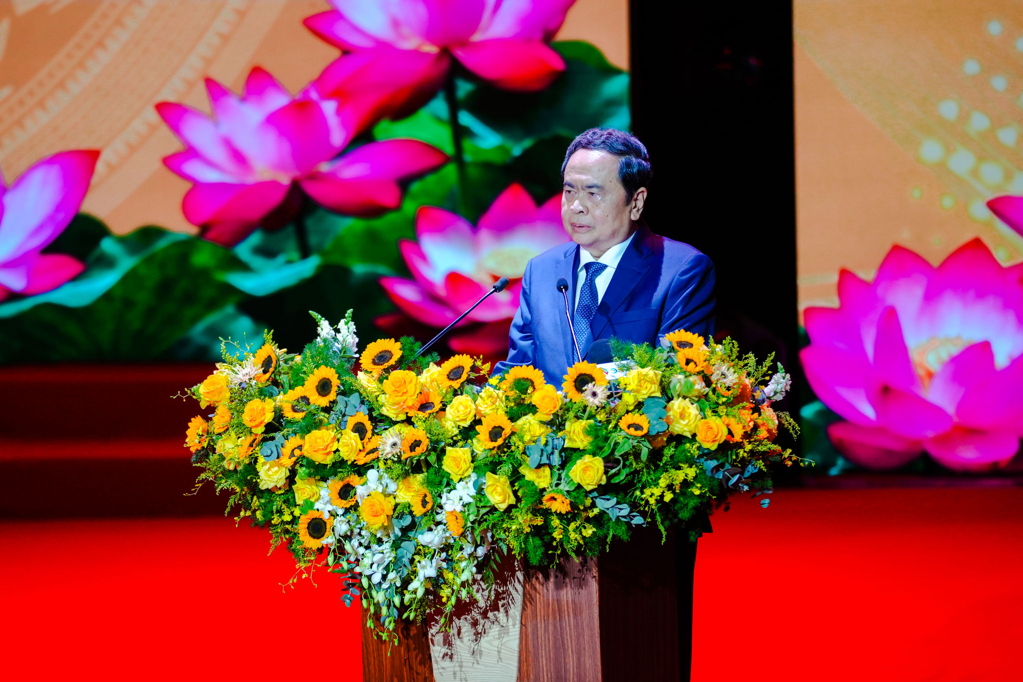 Chủ tịch Quốc hội Trần Thanh Mẫn phát biểu tại Lễ kỷ niệm 150 năm Ngày sinh cụ Huỳnh Thúc Kháng.