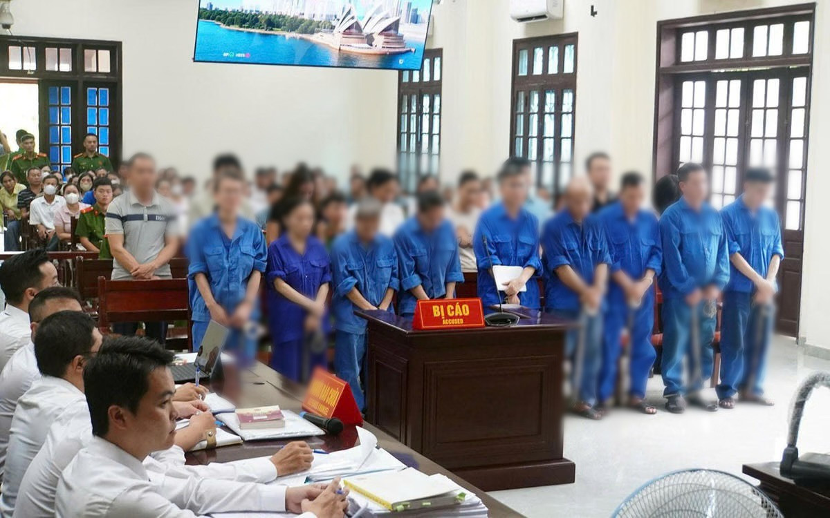 Phiên tòa xét xử 17 bị cáo trong vụ hơn 197 tấn thịt lợn nhiễm dịch tả lợn châu Phi.