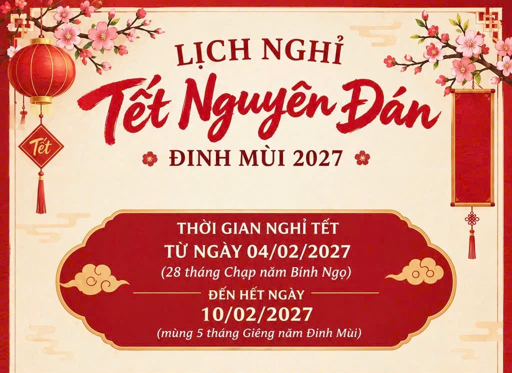 lịch nghỉ tết Nguyên đán 2027