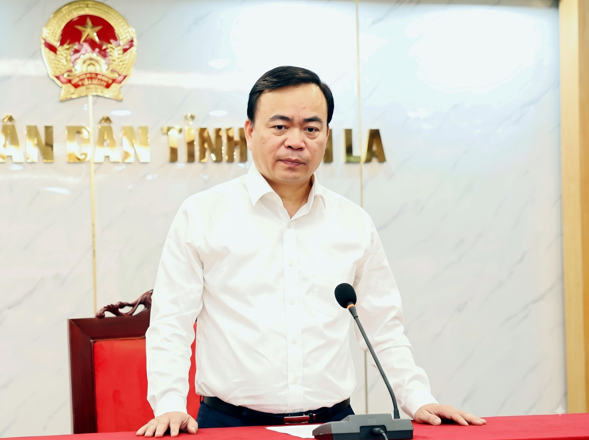 Phó Chủ tịch Thường trực UBND tỉnh Sơn La phát biểu kết luận buổi làm việc