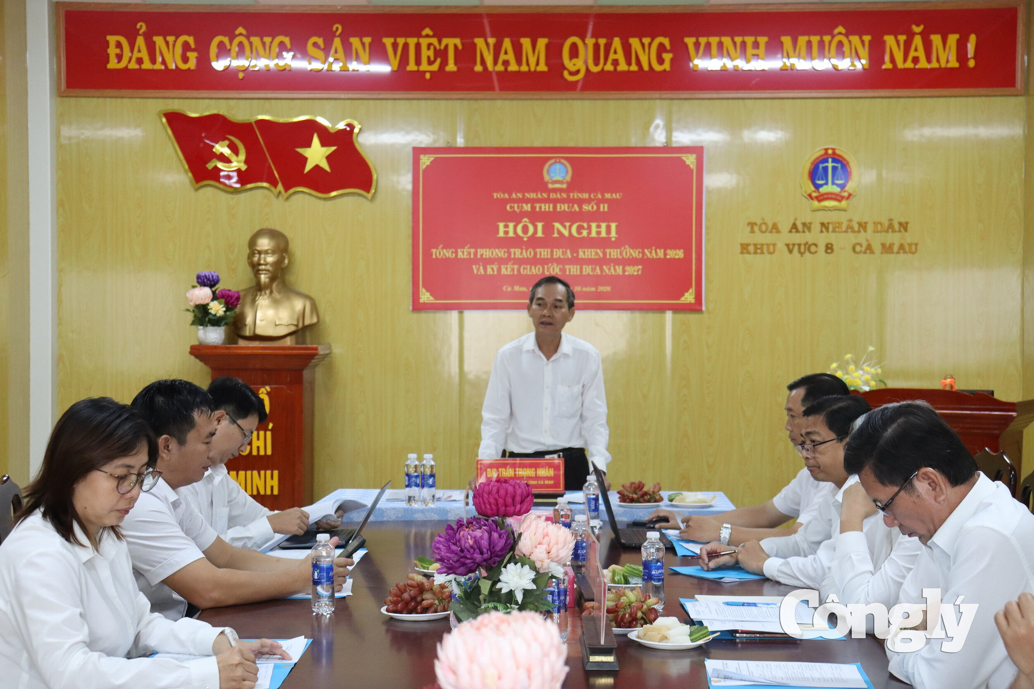 Ông Trần Trọng Nhân - Phó Chánh án TAND tỉnh Cà Mau phát biểu chỉ đạo hội nghị