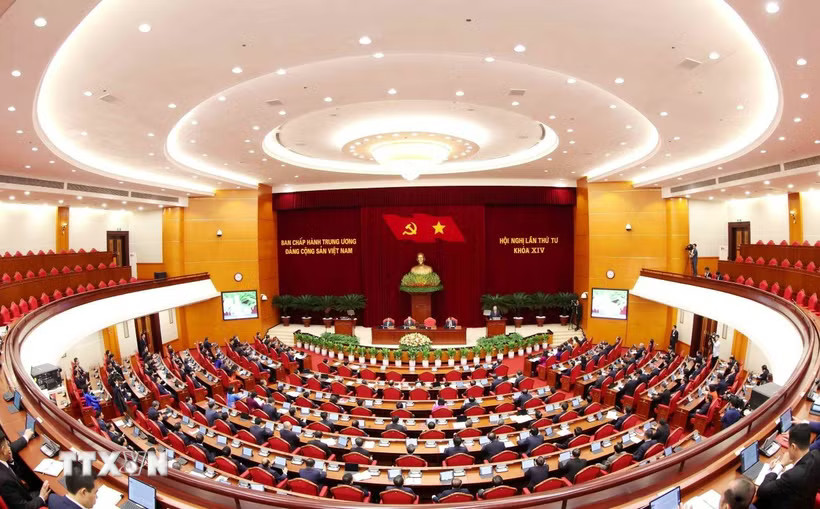 Phiên Khai mạc Hội nghị lần thứ tư Ban Chấp hành Trung ương Đảng khóa XIV. (Ảnh: Phương Hoa/TTXVN)
