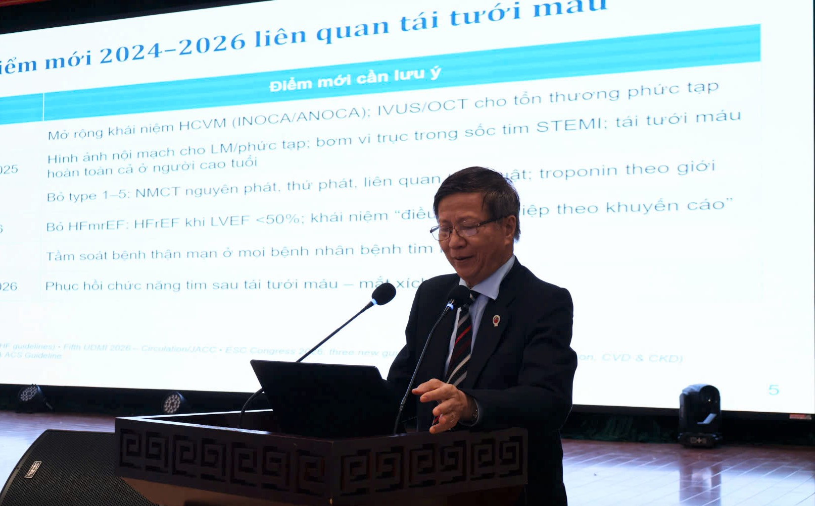 GS.TS.BS. Huỳnh Văn Minh, Phó Chủ tịch Hội Tim mạch Việt Nam, Chủ tịch Hội Tim mạch miền Trung, báo cáo tại hội thảo.
