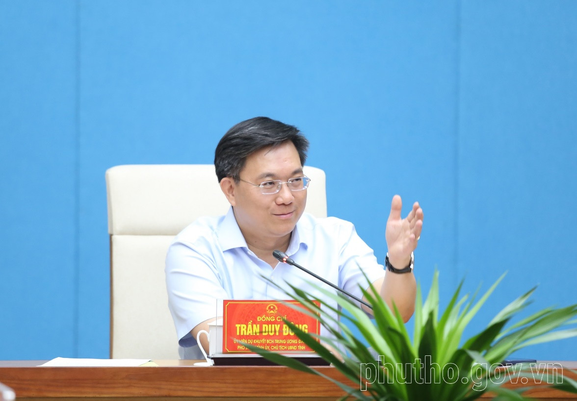 Chủ tịch UBND tỉnh Phú Thọ Trần Duy Đông phát biểu chỉ đạo tại hội nghị