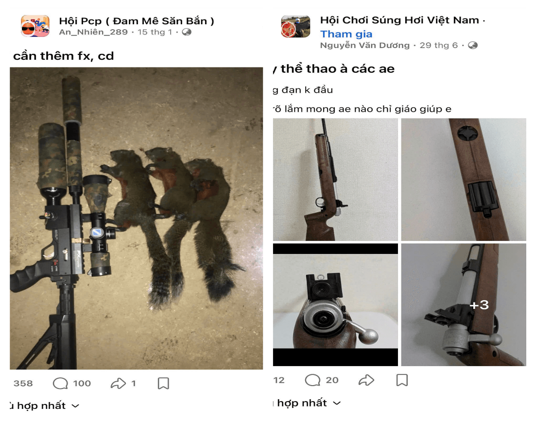 Hội nhóm mua bán súng hơi, vũ khí quân dụng trên mạng xã hội.