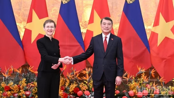 Thủ tướng Chính phủ Lê Minh Hưng và Thủ tướng Liechtenstein Brigitte Haas. (Ảnh: TRẦN HẢI)