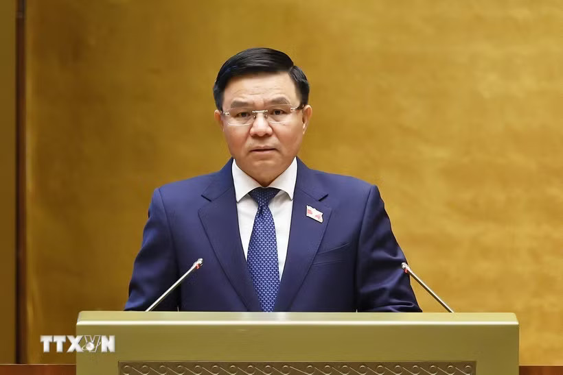 Bộ trưởng Bộ Công Thương Lê Mạnh Hùng cho biết quan điểm xây dựng dự án Luật gồm 3 trụ cột chính. (Ảnh: TTXVN)