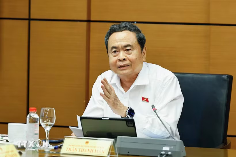 Chủ tịch Quốc hội Trần Thanh Mẫn, đại biểu Quốc hội Thành phố Hồ Chí Minh phát biểu. (Ảnh: Doãn Tấn/TTXVN)