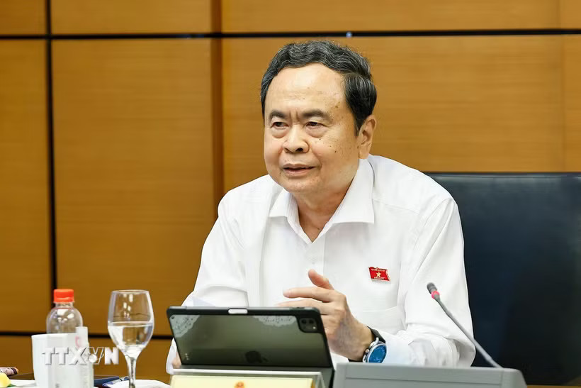 Chủ tịch Quốc hội Trần Thanh Mẫn, đại biểu Quốc hội Thành phố Hồ Chí Minh, phát biểu trong phiên thảo luận ở tổ. (Ảnh: Doãn Tấn/TTXVN)
