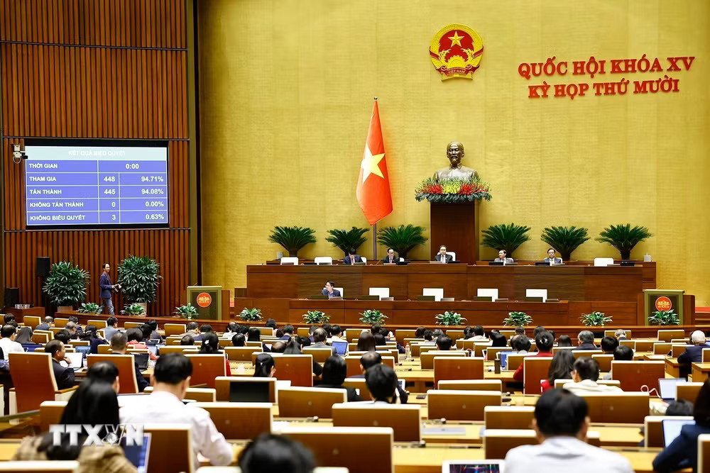 Quốc hội biểu quyết thông qua Luật sửa đổi, bổ sung một số điều của Luật Điều ước quốc tế. (Ảnh: Doãn Tấn/TTXVN) ttxvn-luat-dieu-uoc-quoc-te.jpg