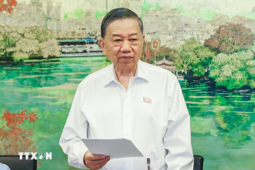 Tổng Bí thư, Chủ tịch nước Tô Lâm, đại biểu Quốc hội Thành phố Hà Nội phát biểu. (Ảnh: Doãn Tấn/TTXVN)