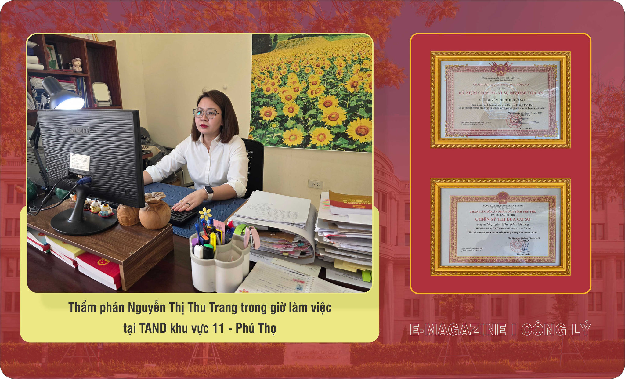 Thẩm phán Nguyễn Thị Thu Trang trong giờ làm việc