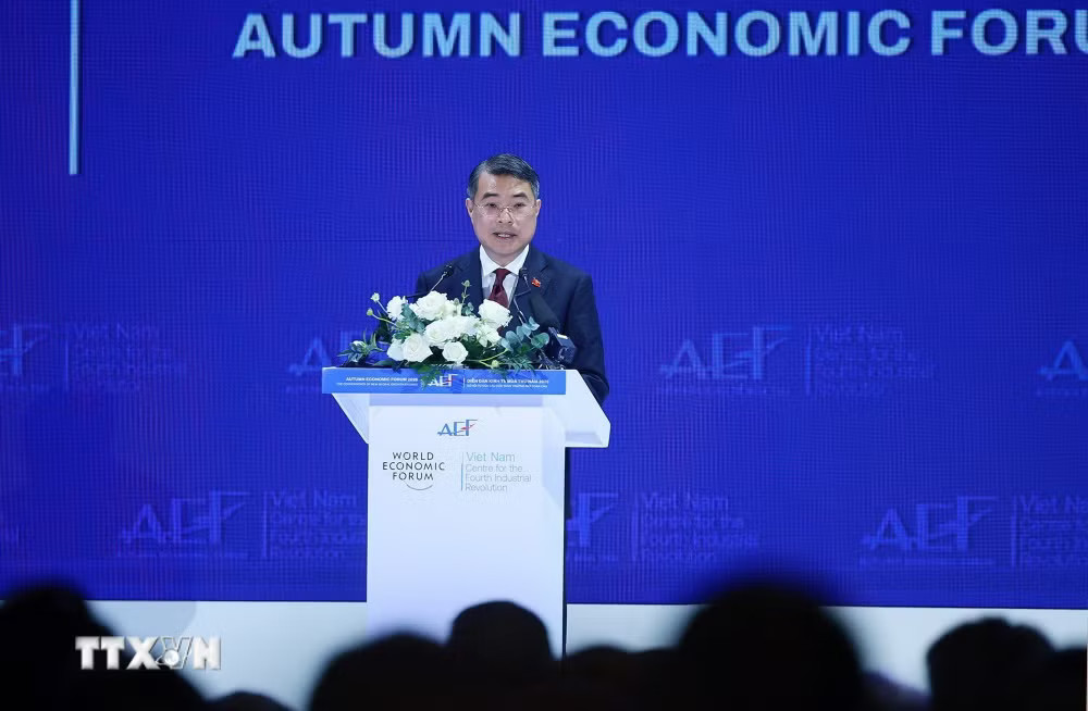 Thủ tướng Lê Minh Hưng phát biểu tại Phiên toàn thể cấp cao Diễn đàn Kinh tế Mùa Thu 2026 (AEF 2026). (Ảnh: Dương Giang/TTXVN) ttxvn_2810-thu-tuong-dien-dan-kinh-te-mua-thu-3335.jpg