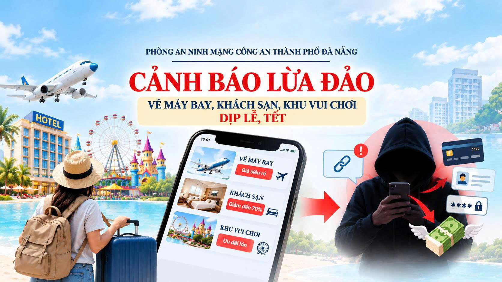 Lừa đảo đặt vé giá rẻ dịp lễ, Tết có thể khiến người dân mất tiền đặt cọc, lộ thông tin ngân hàng.
