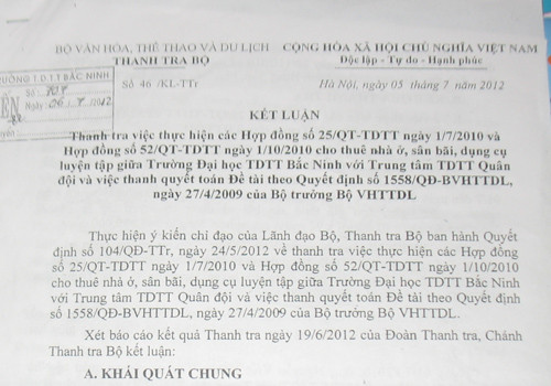 Kết luận sai phạm tại ĐH Thể dục thể thao Bắc Ninh: Đề nghị xem xét trách nhiệm đảng viên vi phạm