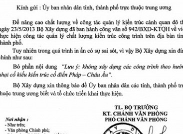 “Cấm xây nhà kiểu Pháp” chỉ là sai sót in ấn