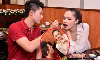 Hương Giang Idol và Harry Lu "thân mật" bón đồ ăn cho nhau