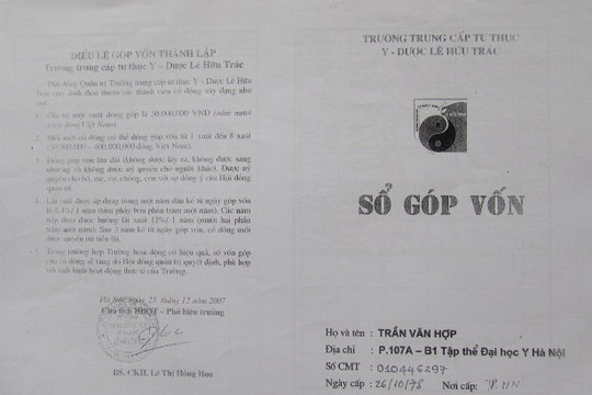 Trường Trung cấp y dược Lê Hữu Trác: Cổ đông “tố” Chủ tịch HĐQT không minh bạch về tài chính