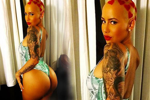 Siêu mẫu đầu trọc Amber Rose bị bắt gặp đi cùng ba trai lạ