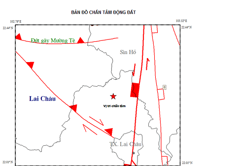 Lai Châu: Động đất 3,4 độ Richter tại Mường Tè
