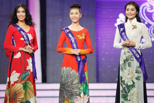 Dịu dàng áo dài Việt trên sân khấu Hoa khôi Áo dài- Đường tới vương miện