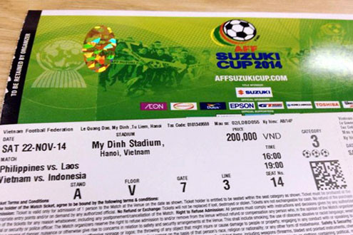 Vé xem trận bán kết lượt về AFF Cup 2014: Mỗi người được mua tối đa 4 vé