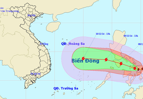 Bão Hagupit đổi hướng di chuyển theo hướng Tây và diễn biến phức tạp