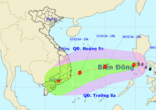 Bão Hagupit đã đi vào Biển Đông và trở thành cơn bão số 5