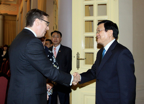 Chủ tịch nước Trương Tấn Sang tiếp Chủ tịch Hội đồng Kinh doanh Hoa Kỳ-ASEAN