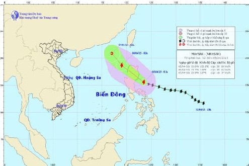 Bão Maysak có khả năng đi vào Biển Đông và suy yếu thành vùng áp thấp