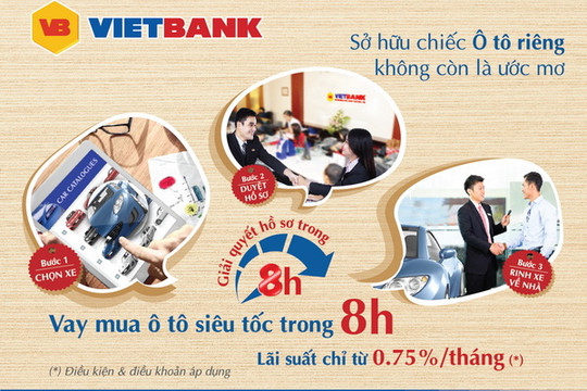 VietBank cho người tiêu dùng vay tiền mua ô tô siêu tốc chỉ trong 8h